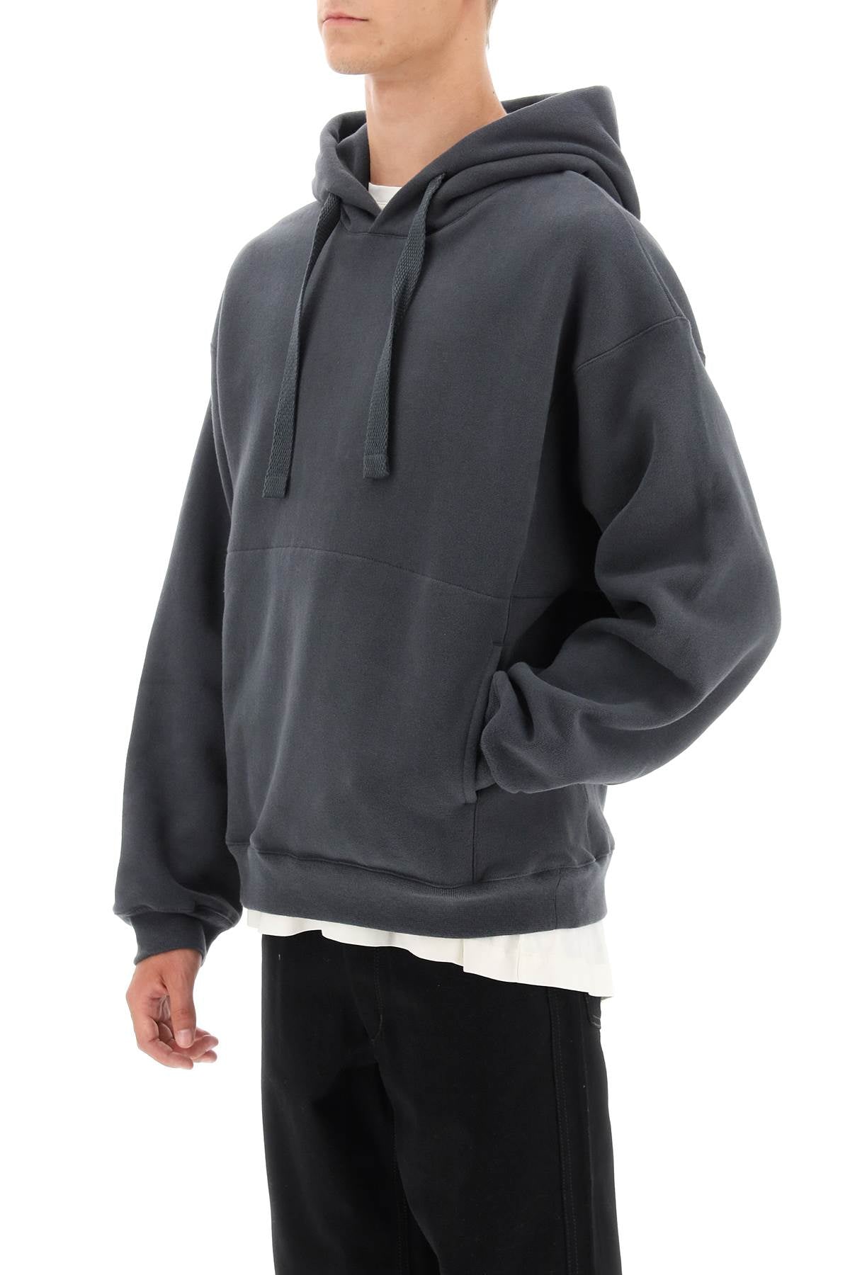 Lemaire Hoodie In Fleece Back Cotton   Grey