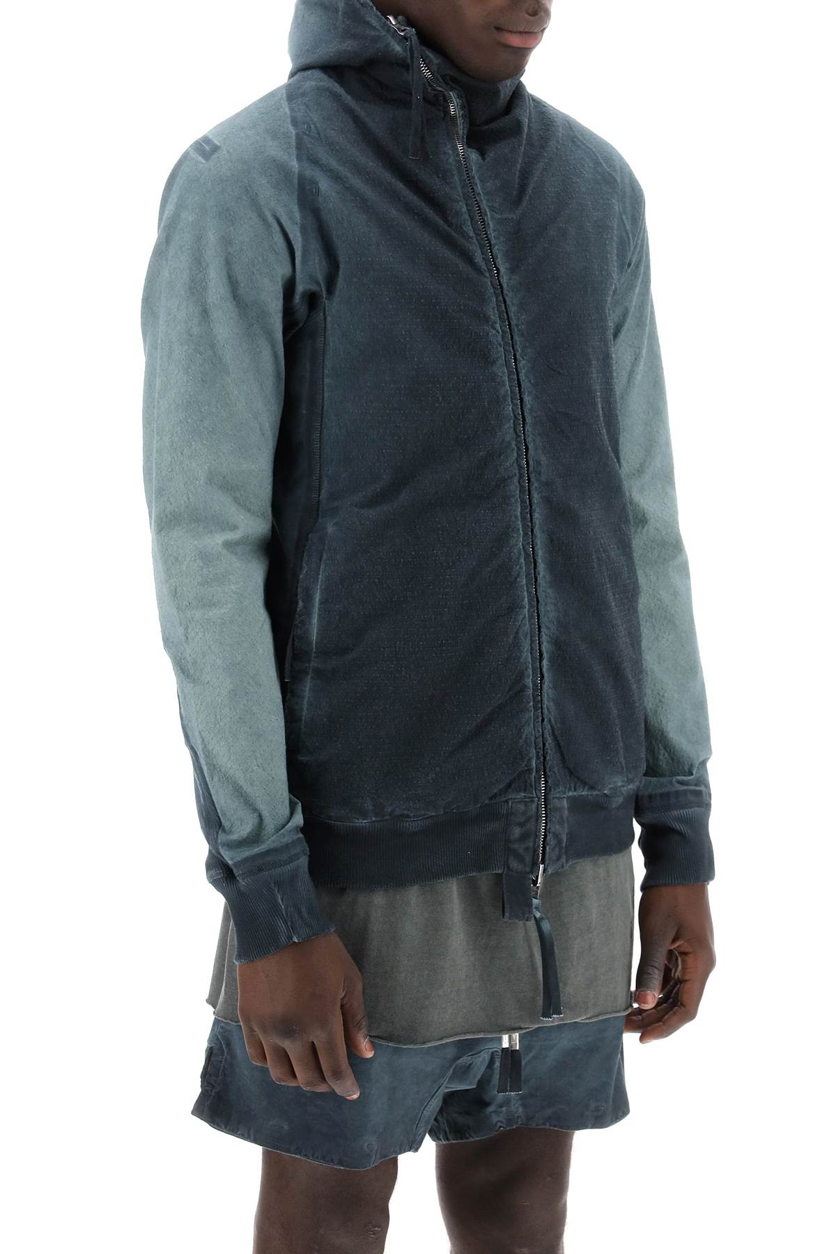 Boris Bidjan Saberi Hybrid Sweatshirt With Zip And Hood   Grey