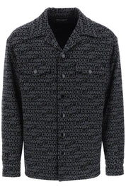 Dolce & Gabbana Padded Overshirt With Jacquard Logo Motif   Grey