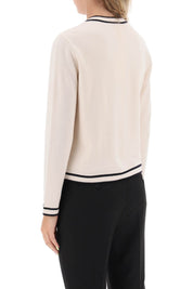 Tory Burch Kendra Merino Wool Cardigan   White