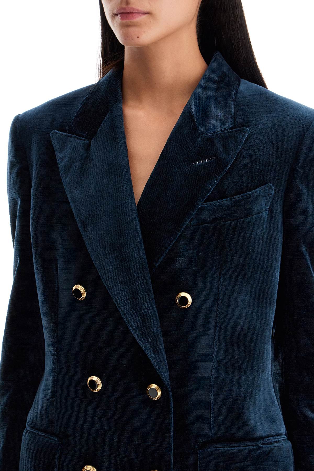 Tom Ford Wallis Velvet Double Breasted Jacket   Blue