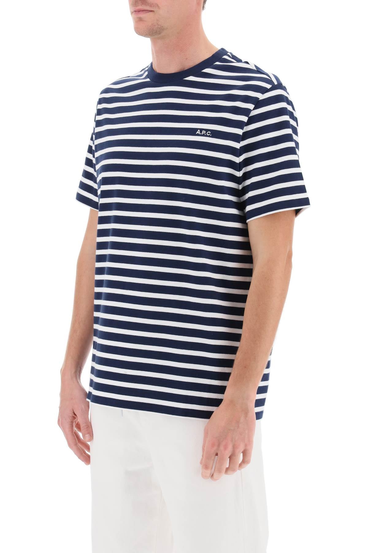 A.P.C. Emilien Striped T Shirt   White