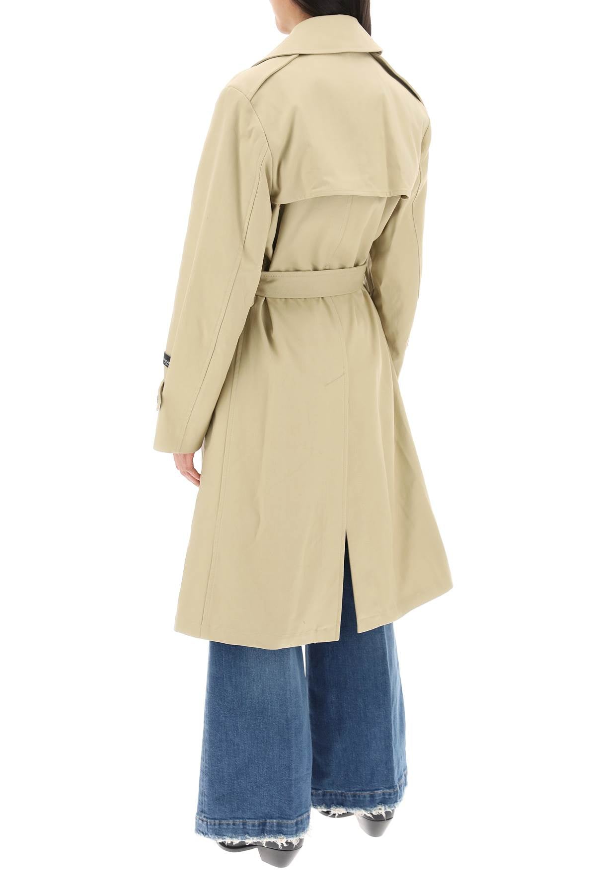 Homme Girls Cotton Double Breasted Trench Coat   Beige