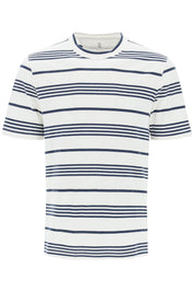 Brunello Cucinelli Striped Crewneck T Shirt   White