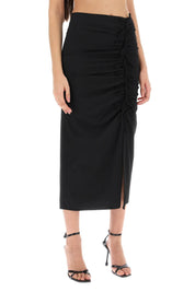 Ganni Midi Skirt With Ornamental Bows   Black