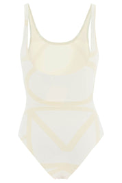 Toteme One Piece Monogram Swimsuit   White