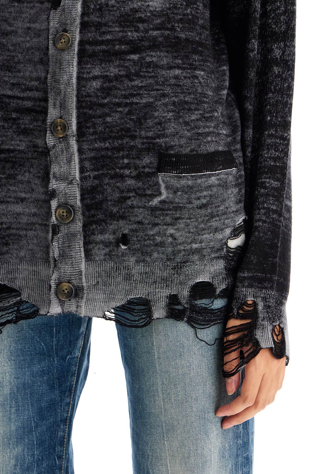 R13 Distressed Detail Cardigan With   Black