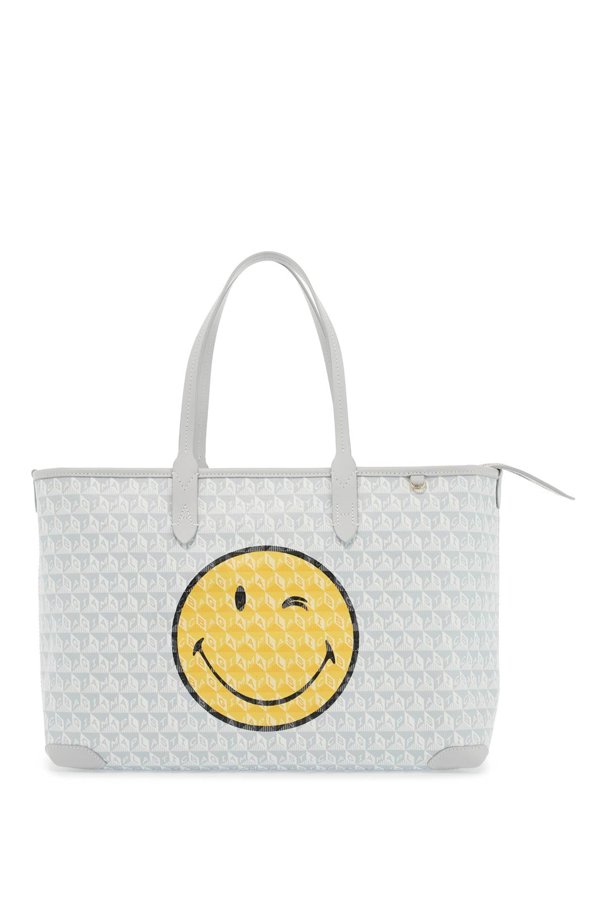 Anya Hindmarch I Am A Plastic Bag Wink Zipped Tote Bag   Grey