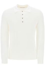 Brunello Cucinelli Long Sleeved Knitted Polo Shirt   White