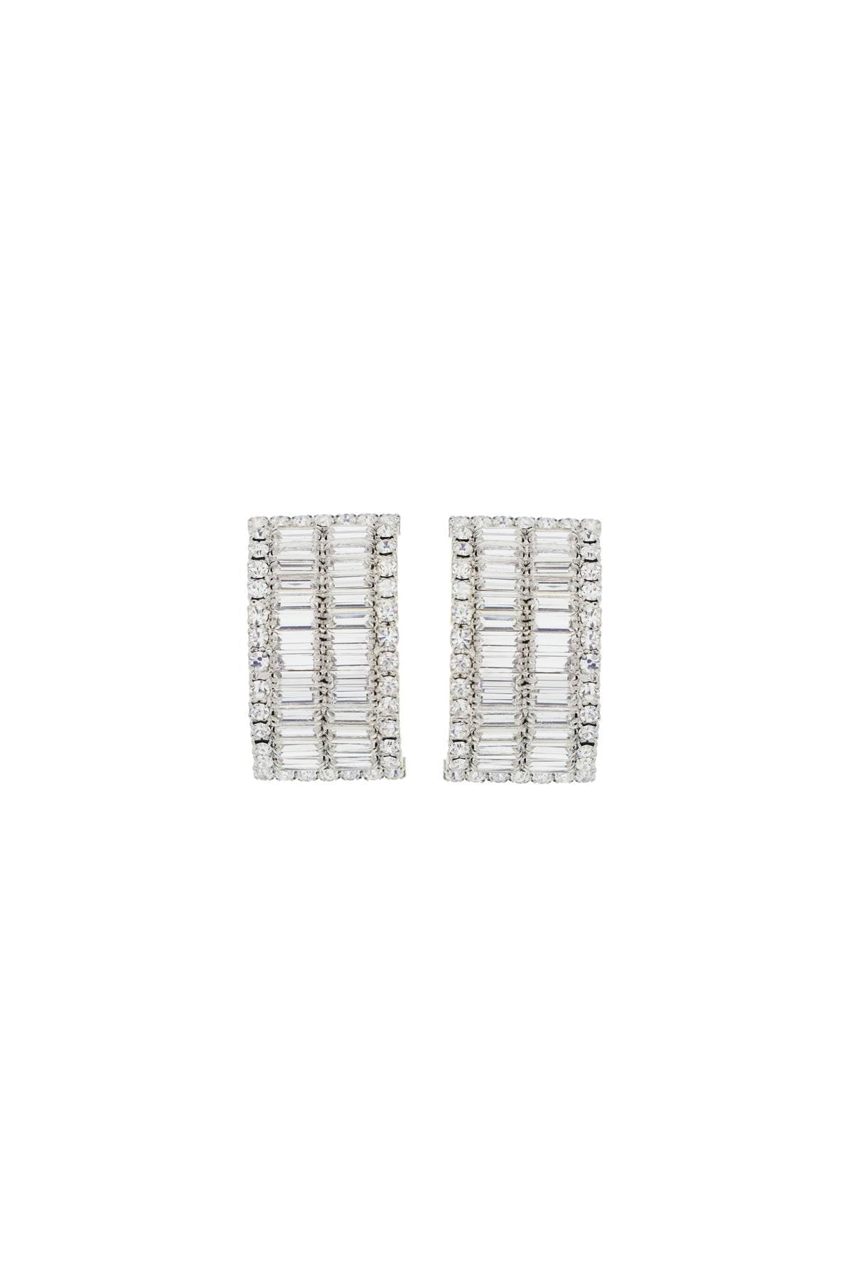 Alessandra Rich Clip On Earrings With Crystals   Silver