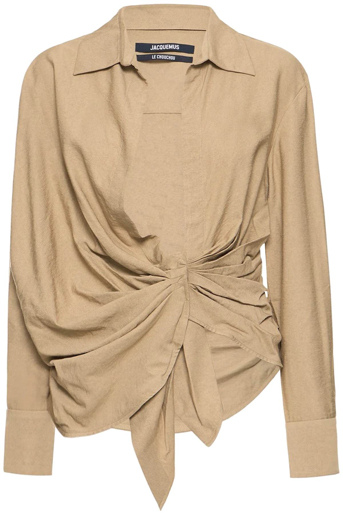 Jacquemus La Chemise Bahia Tied Sash Blouse   Beige