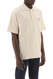 Maison Kitsune Replace With Double Quoteoversized Polo Shirt With Bold Fox   Beige