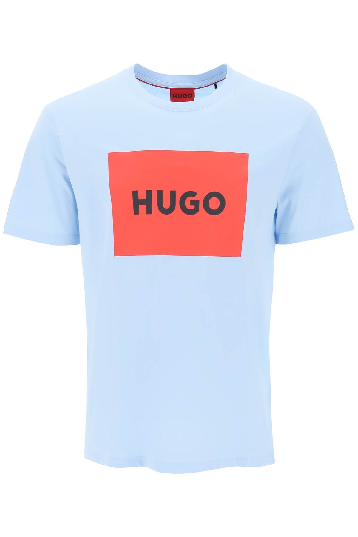 Hugo Dulive T Shirt With Logo Box   Light Blue