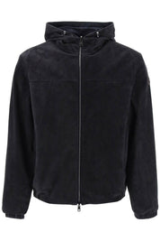 Moncler Reversible Suede Frejus Jacket In   Blue