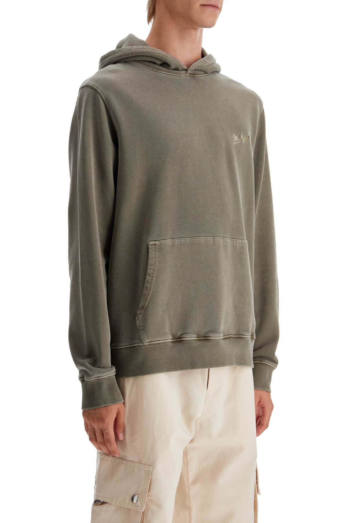 Woolrich Hooded Sweatshirt With Tie D   Khaki