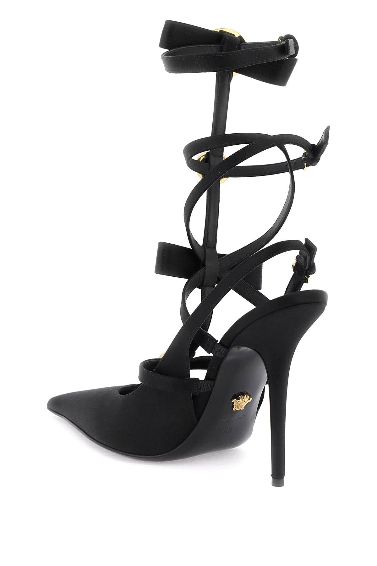 Versace Slingback Pumps With Gianni Ribbon Bows   Black