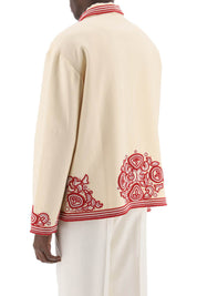 Bode Flora Bead Embroidered Jacket   Beige