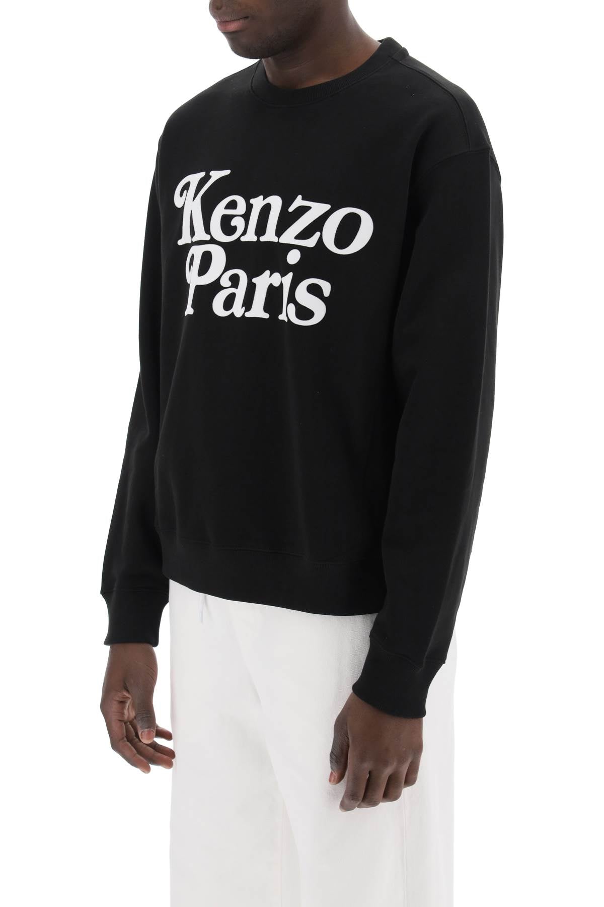 Kenzo Replace With Double Quotefleece Sweatshirt With F   Black