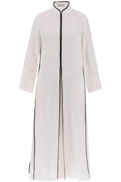 Tory Burch Long Linen Caftan Dress   White