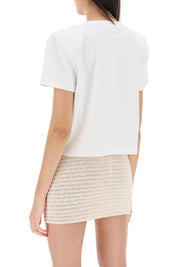 Magda Butrym Cropped T Shirt With Crochet Insert   White