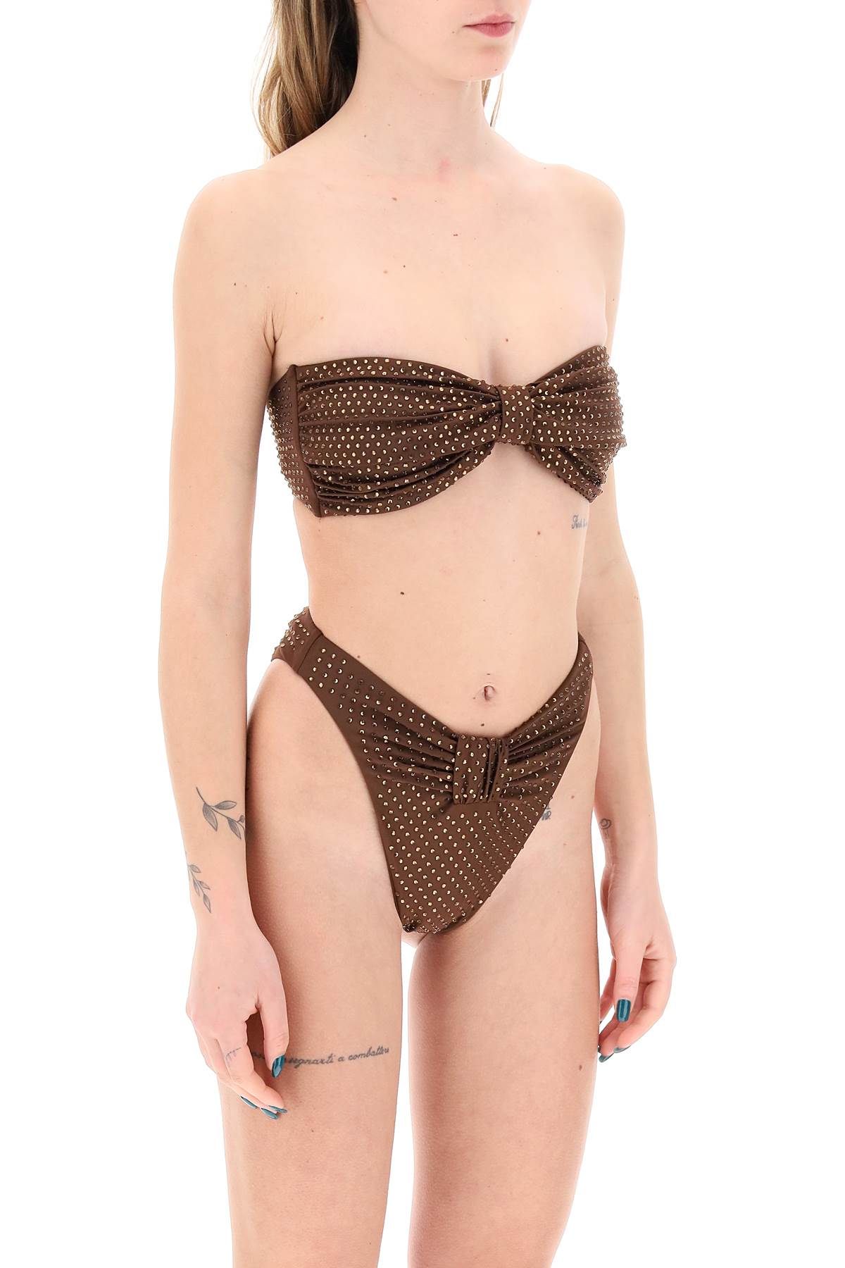 Self Portrait Strapless Bikini Top With Rhin   Brown