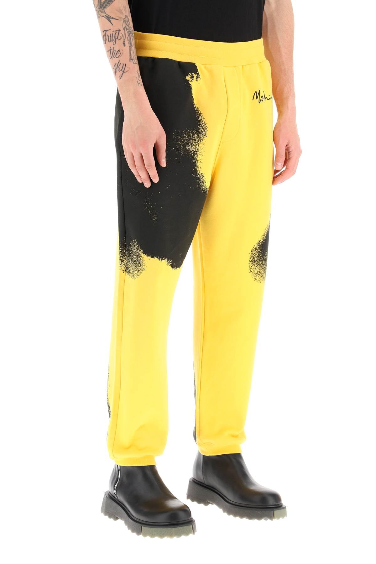 Moschino Graphic Print Jogger Pants With Logo   Yellow