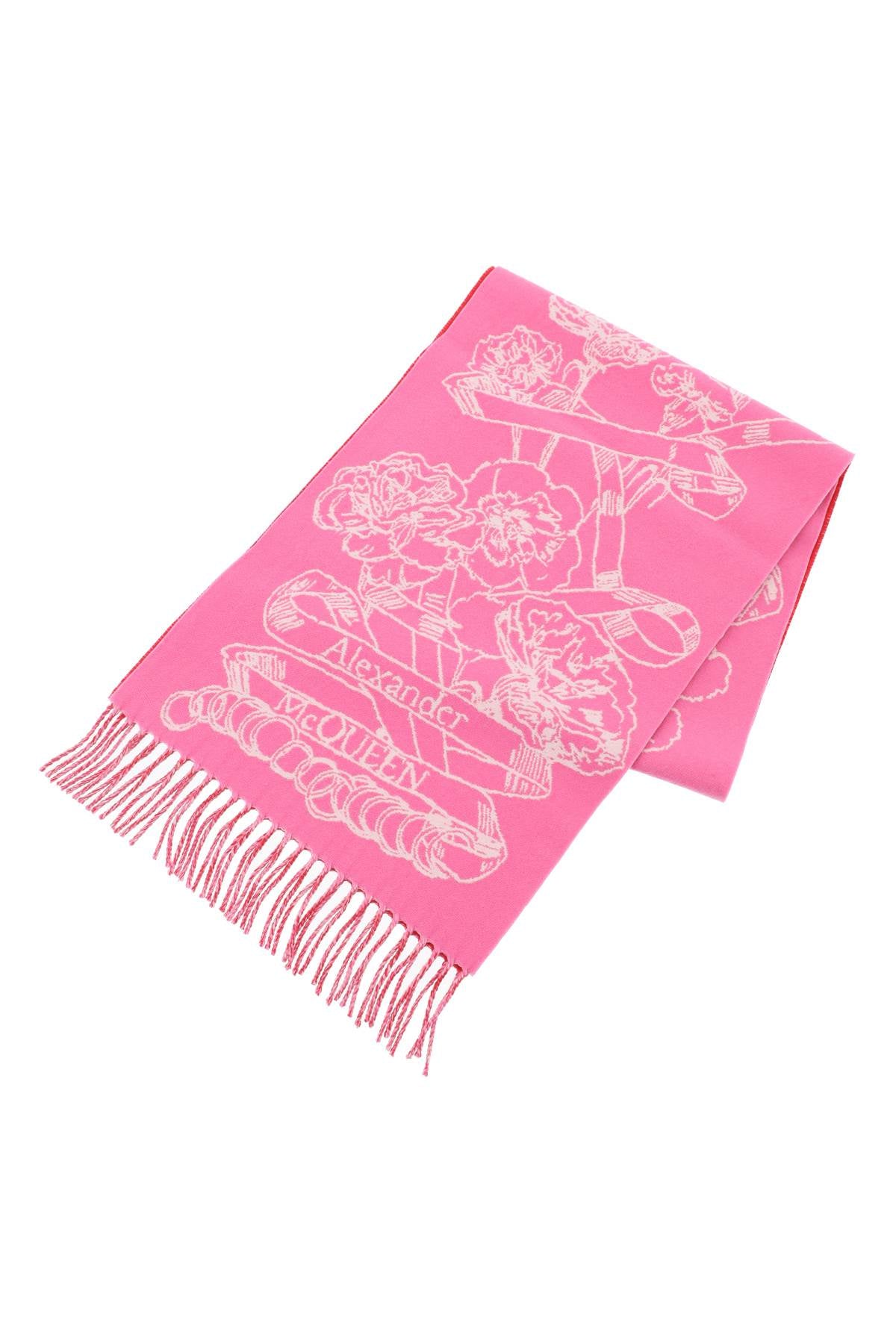 Alexander Mcqueen Wool Reversibile Scarf   Pink