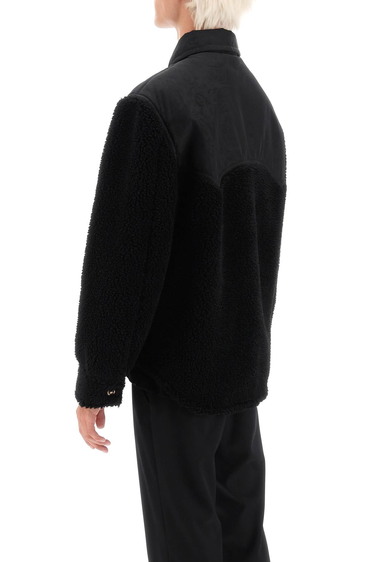 Versace Barocco Silhouette Fleece Jacket   Black