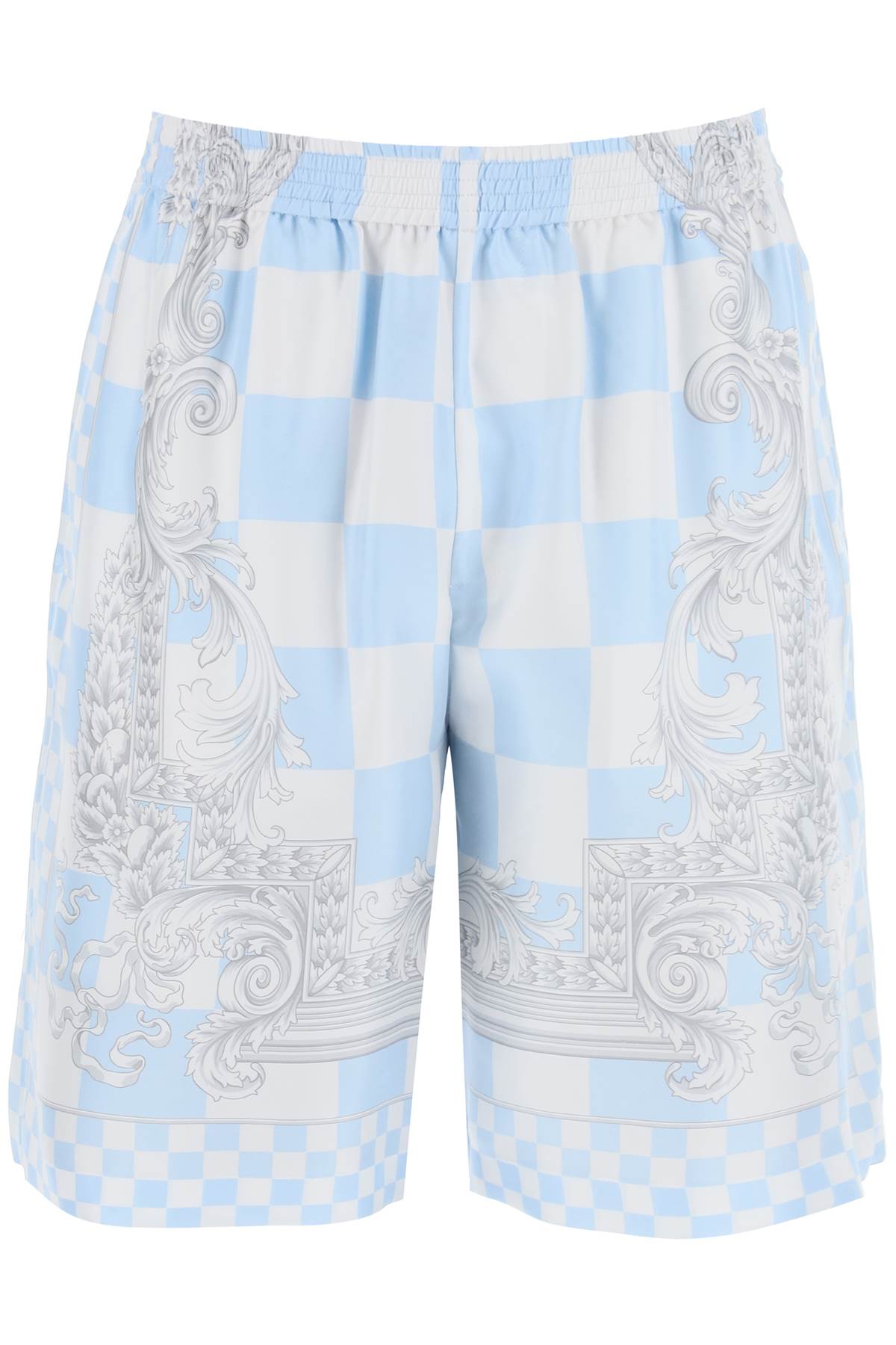 Versace Printed Silk Bermuda Shorts Set   White