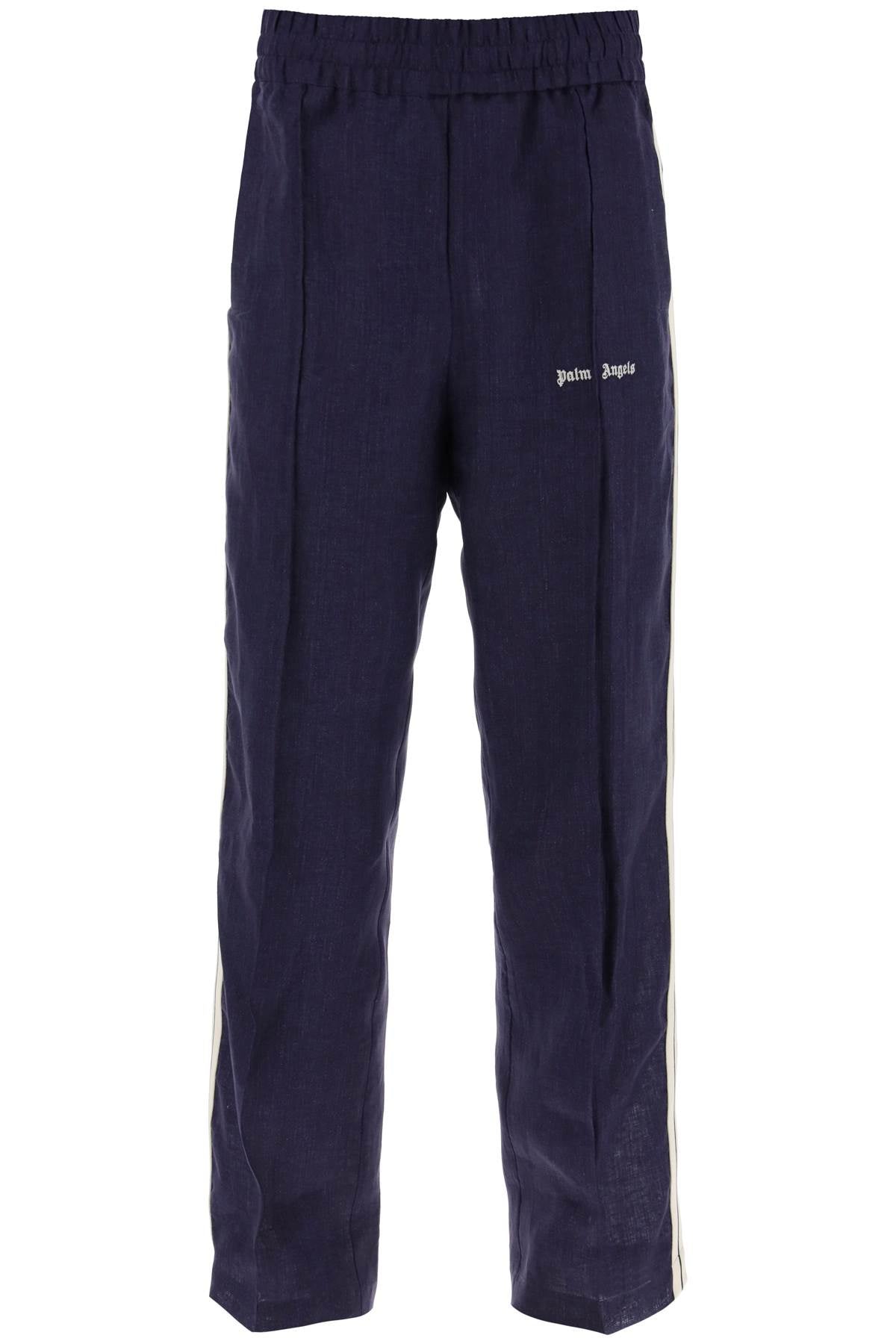 Palm Angels Linen Joggers With Side Stripes   Blue