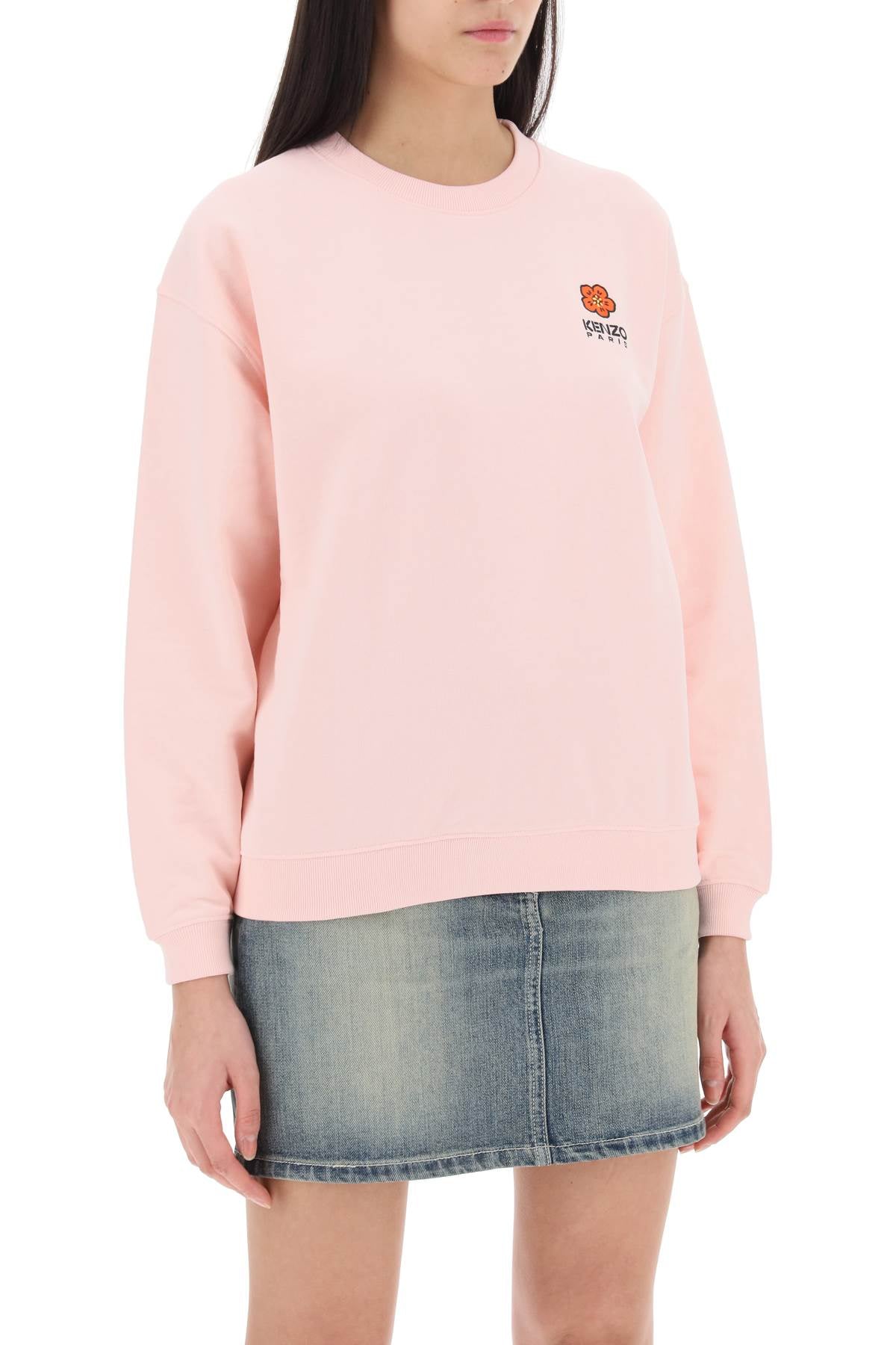 Kenzo Crew Neck Sweatshirt With Embroidery   Pink