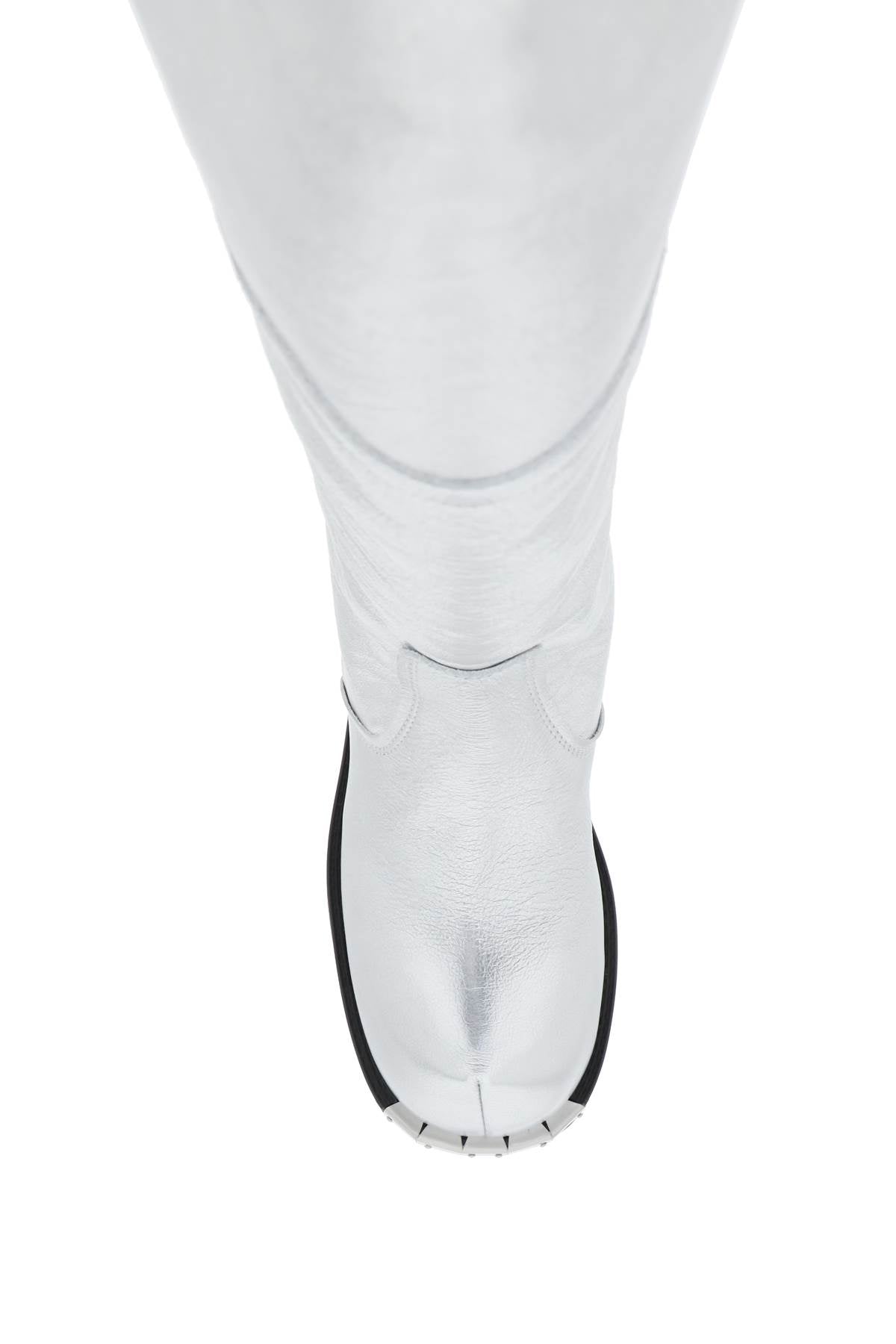 Mm6 Maison Margiela Laminated Leather Boots   Silver