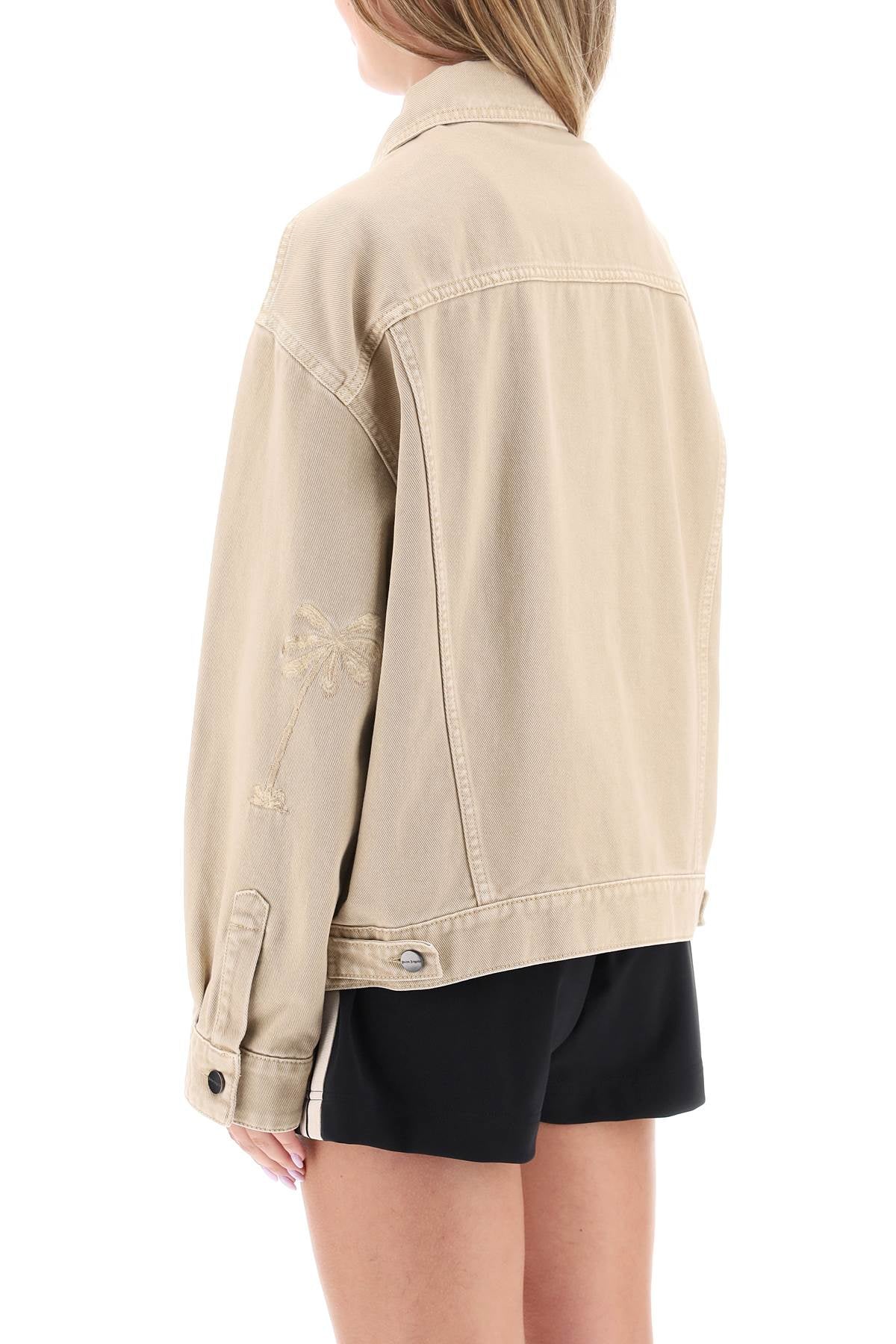 Palm Angels Oversized Denim Jacket   Beige