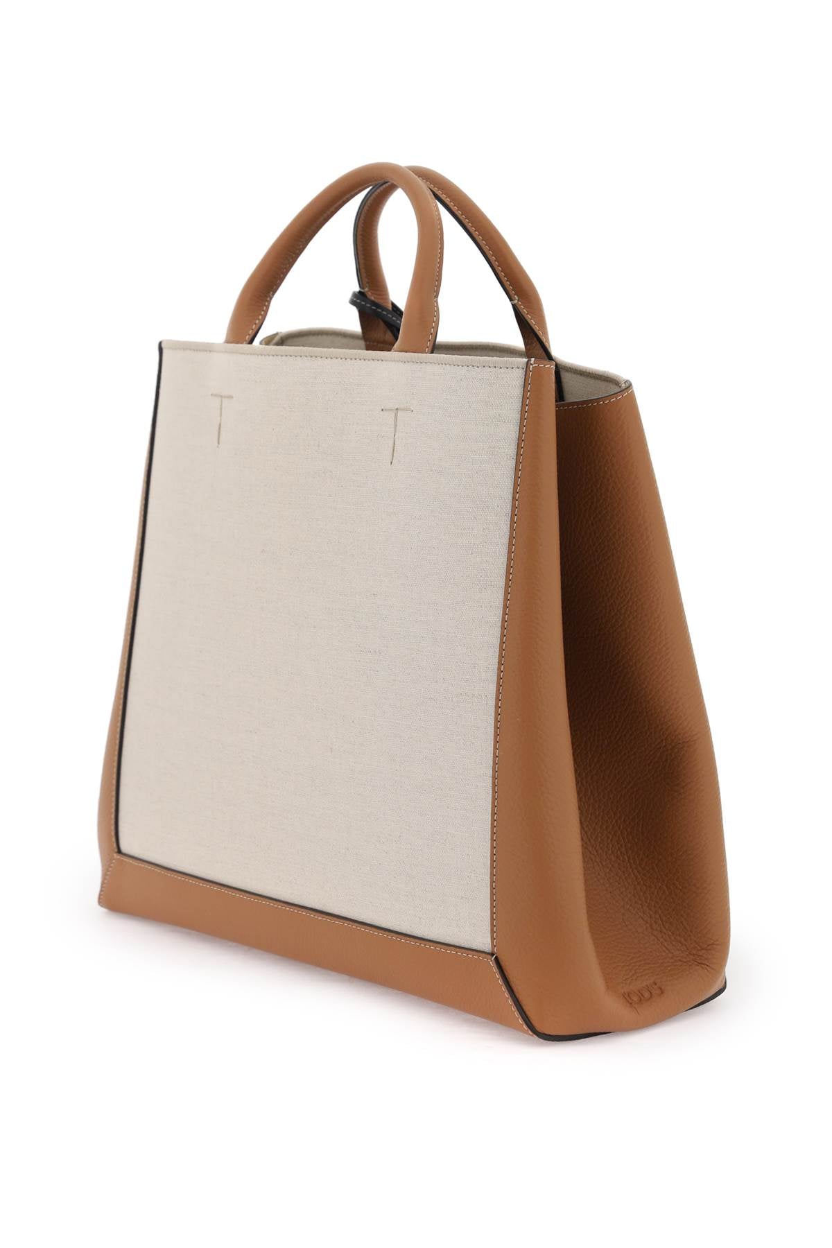 Tod's Canvas & Leather Tote Bag   Beige