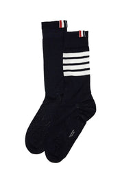 Thom Browne Long 4 Bar Lightweight Cotton Socks   Black