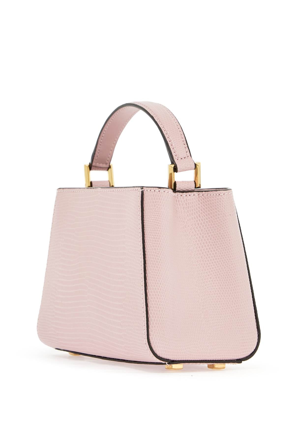 Jimmy Choo Mini Diamond Link Leather Lizard Print Handbag   Pink