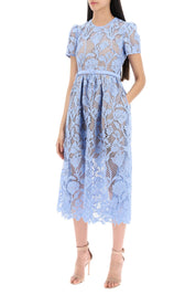 Self Portrait Floral Lace Midi Dress With Eight   Light Blue