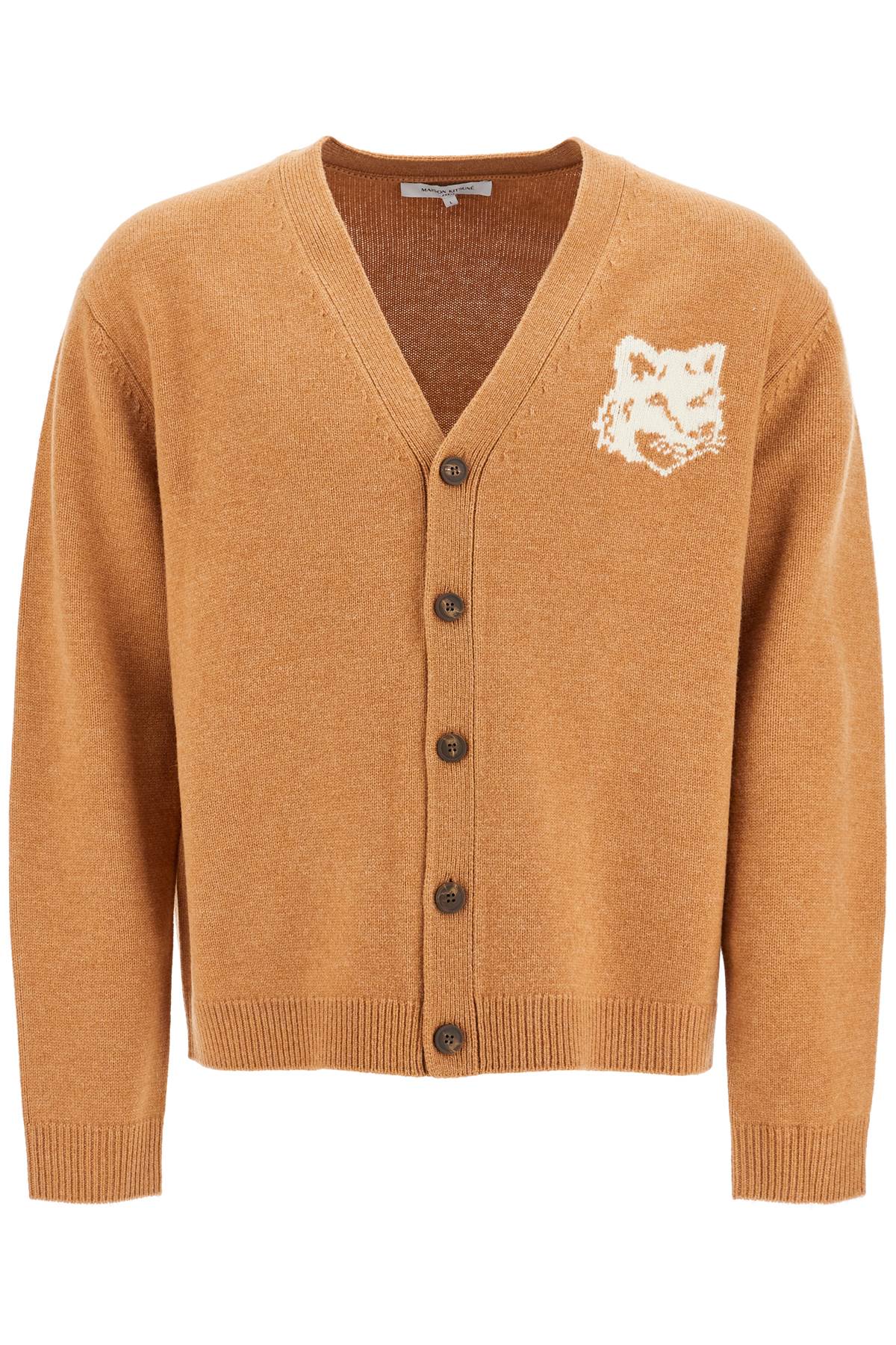 Maison Kitsune "fox Head Wool Cardigan With   Beige