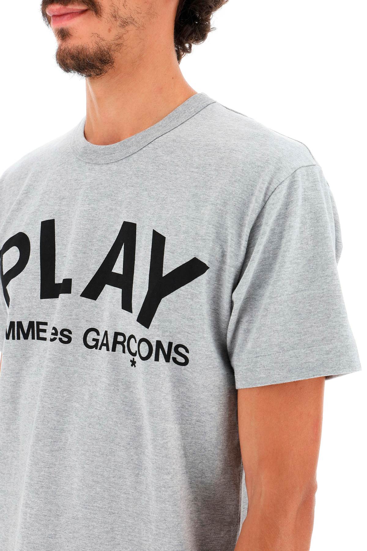 Comme Des Garcons Play T Shirt With Play Print   Grey