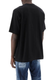 Dsquared2 Slouch Fit T Shirt With Logo Print   Black