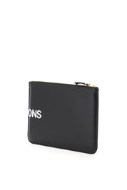 Comme Des Garcons Wallet Leather Pouch With Logo   Black