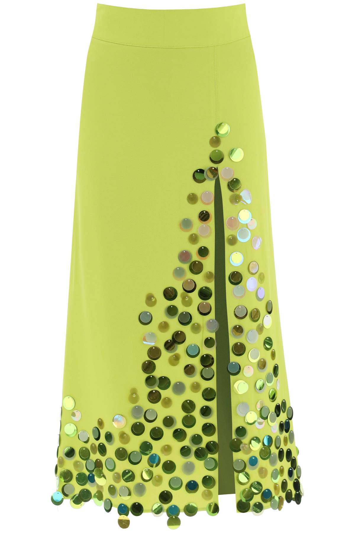 Art Dealer Midi Skirt With Maxi Sequins   Green