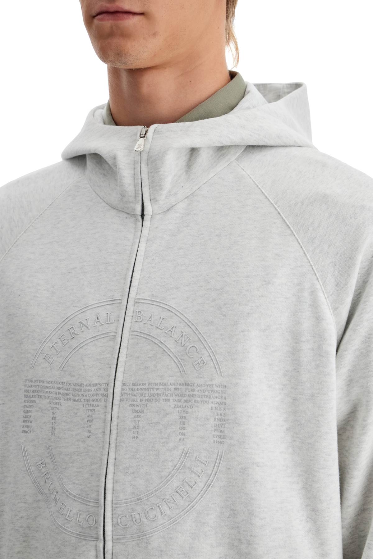 Brunello Cucinelli Cotton Techno Hoodie With Hood.   Grey