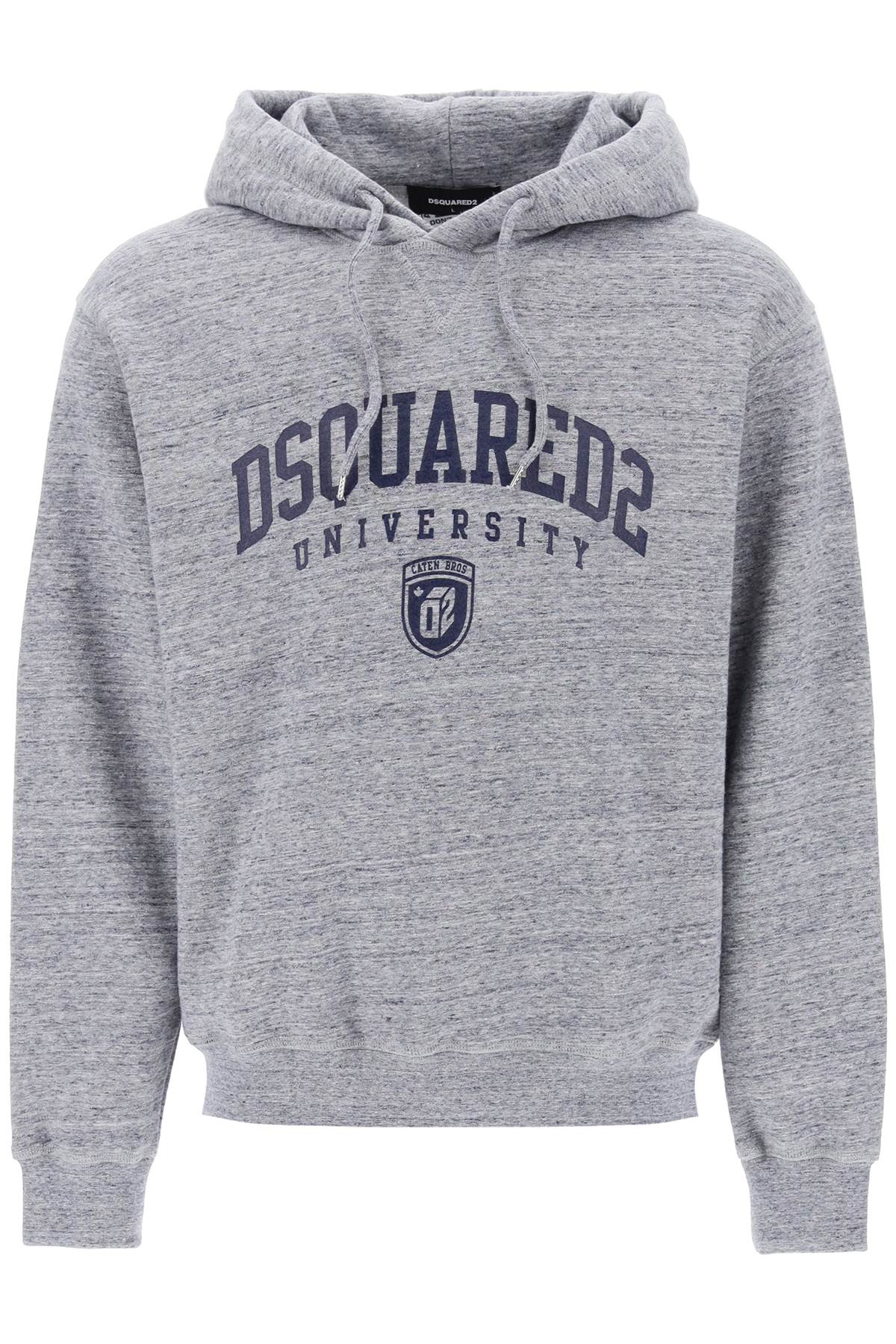 Dsquared2 Logo Print Melange Hoodie   Grey