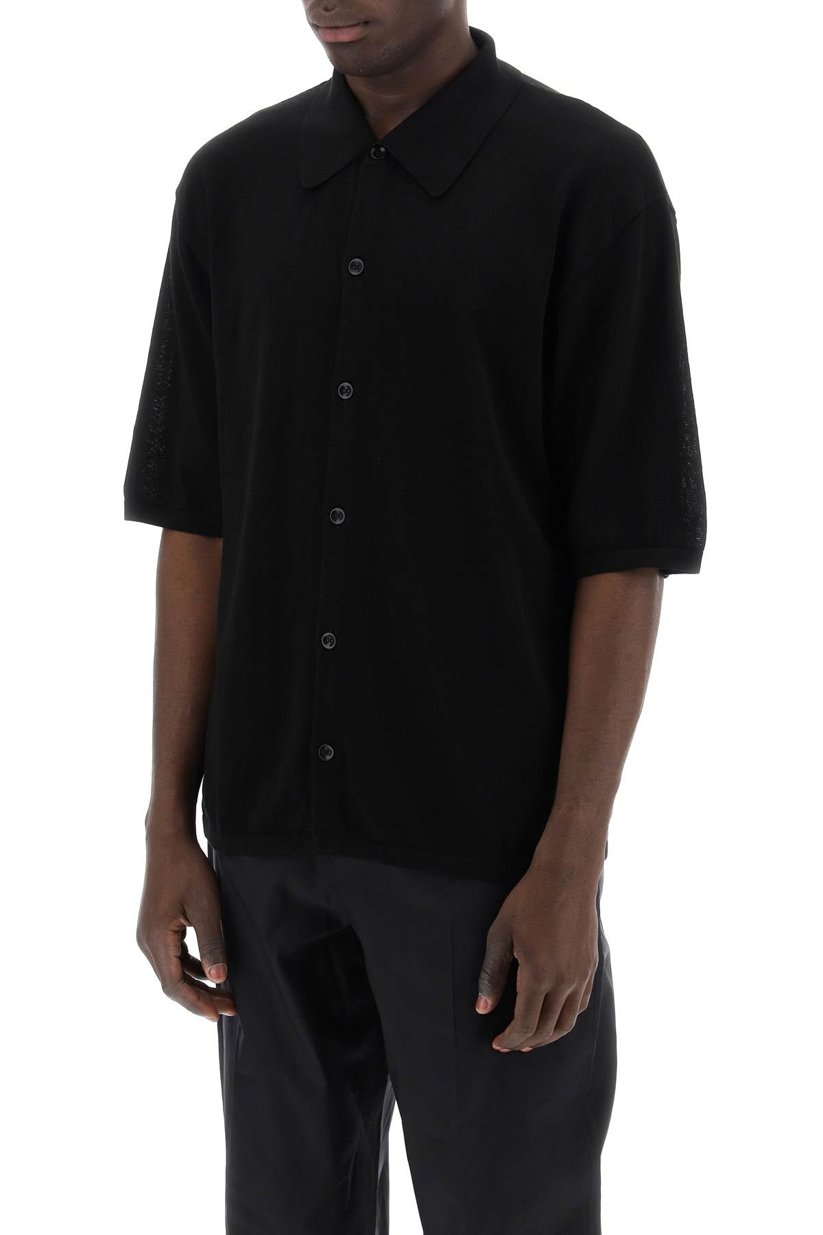 Lemaire Short Sleeved Knit Shirt For   Black