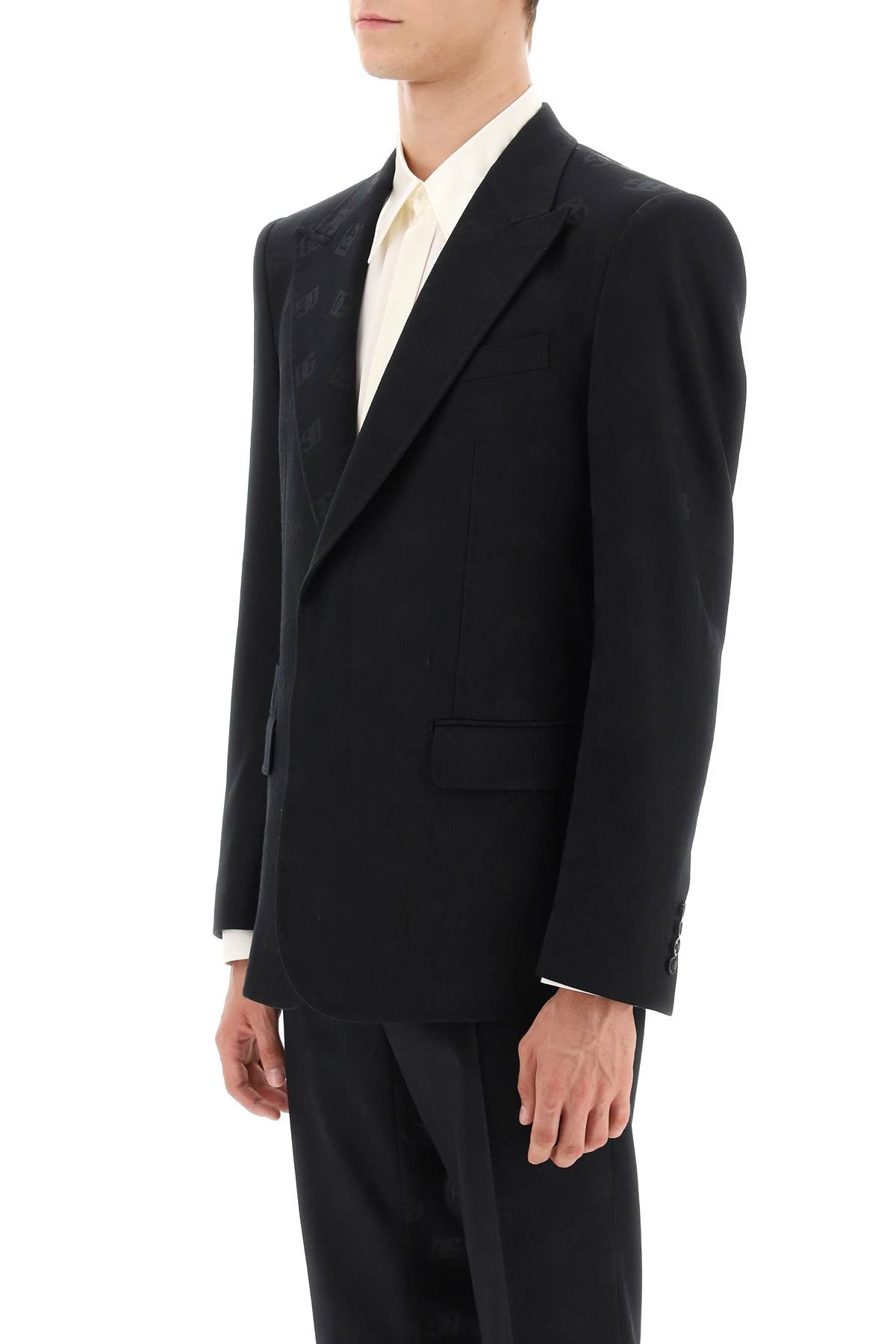 Dolce & Gabbana Sicilia Single Breasted Monogram Jacket   Black