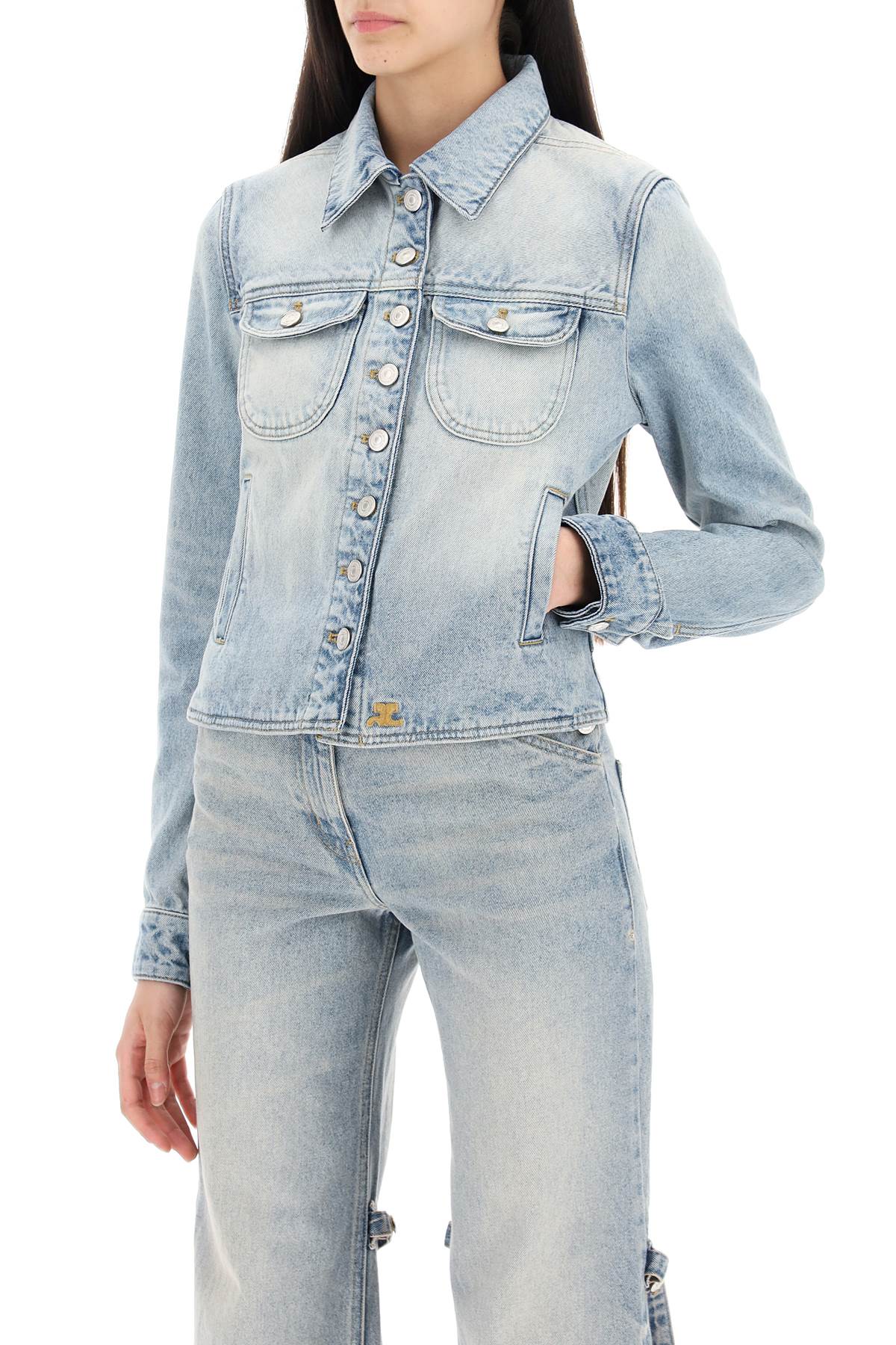 Courreges Denim Trucker Jacket For   Light Blue