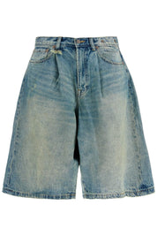 R13 Denim Baggy Bermuda Shorts   Blue