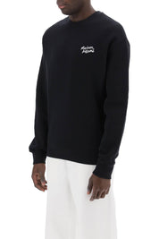 Maison Kitsune Crewneck Sweatshirt With Logo Lettering   Black