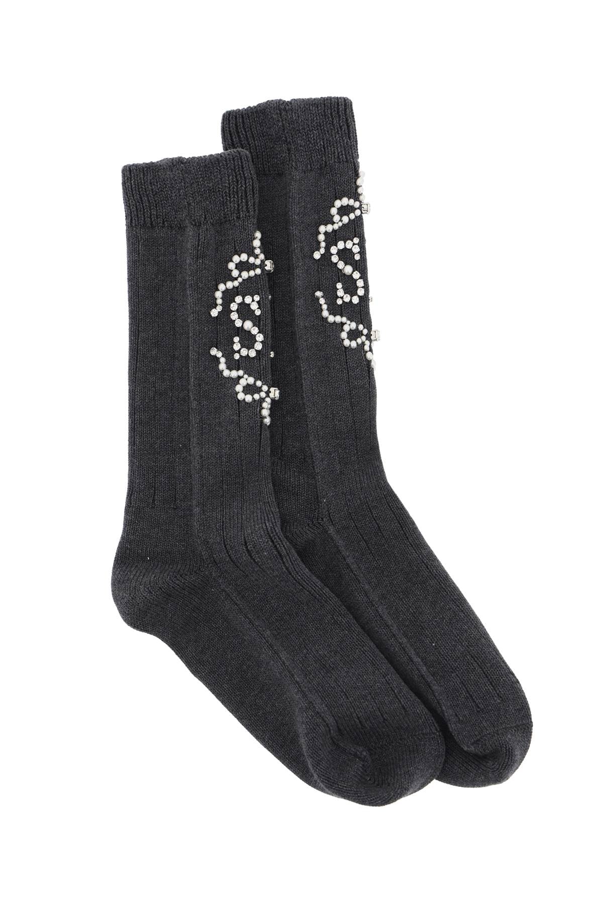 Simone Rocha Sr Socks With Pearls And Crystals   Grey